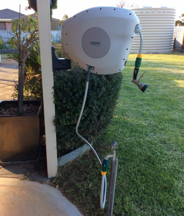 Hoselink Hose Reel mounted on a post